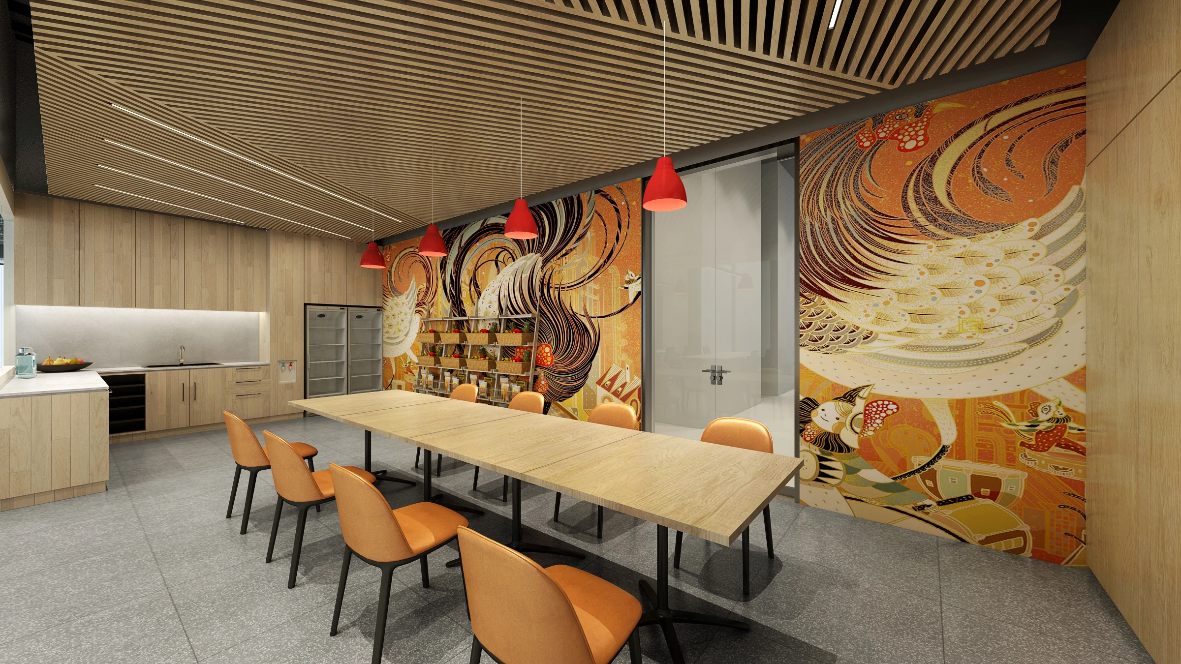 LinkedIn Jakarta Workplace — Shared dining area